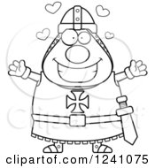 Poster, Art Print Of Black And White Chubby Knight Templar With Open Arms And Hearts