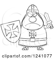 Poster, Art Print Of Black And White Mad Chubby Knight Templar Ready For Battle