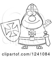 Poster, Art Print Of Black And White Friendly Waving Chubby Knight Templar