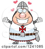 Poster, Art Print Of Chubby Knight Templar With Open Arms And Hearts