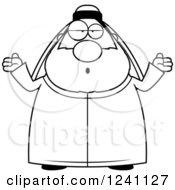 Clipart Of A Black And White Careless Shrugging Chubby Sheikh Royalty Free Vector Illustration by Cory Thoman