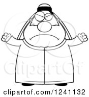 Clipart Of A Black And White Mad Chubby Sheikh Waving His Fists Royalty Free Vector Illustration