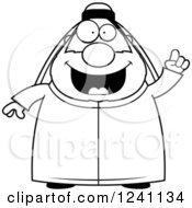 Clipart Of A Black And White Chubby Sheikh With An Idea Royalty Free Vector Illustration