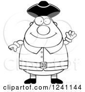 Poster, Art Print Of Black And White Friendly Waving Chubby Colonial Man