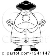 Poster, Art Print Of Black And White Mad Chubby Colonial Man Waving His Fists