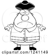 Clipart Of A Black And White Depressed Sad Chubby Colonial Man Royalty Free Vector Illustration by Cory Thoman