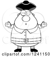 Poster, Art Print Of Black And White Careless Shrugging Chubby Colonial Man