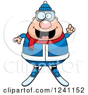 Poster, Art Print Of Smart Chubby Male Skier With An Idea