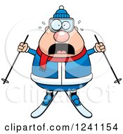 Poster, Art Print Of Scared Screaming Chubby Male Skier