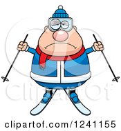 Poster, Art Print Of Depressed Sad Chubby Male Skier