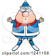 Poster, Art Print Of Careless Shrugging Chubby Male Skier