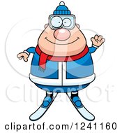 Poster, Art Print Of Friendly Waving Chubby Male Skier