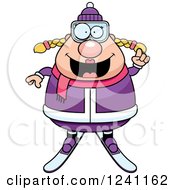 Poster, Art Print Of Smart Chubby Female Skier With An Idea