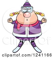 Poster, Art Print Of Careless Shrugging Chubby Female Skier