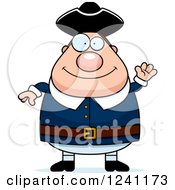 Clipart Of A Friendly Waving Chubby Colonial Man Royalty Free Vector Illustration