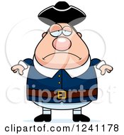 Clipart Of A Depressed Sad Chubby Colonial Man Royalty Free Vector Illustration