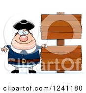 Poster, Art Print Of Chubby Colonial Man By Wooden Signs