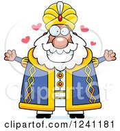 Poster, Art Print Of Chubby Sultan With Open Arms And Hearts