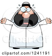 Clipart Of A Scared Screaming Chubby Sheikh Royalty Free Vector Illustration