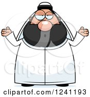 Clipart Of A Careless Shrugging Chubby Sheikh Royalty Free Vector Illustration