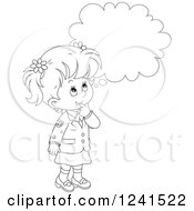 Clipart Of A Thinking Black And White Caucasian School Girl Royalty Free Vector Illustration