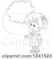 Clipart Of A Thinking Black And White Caucasian School Girl 2 Royalty Free Vector Illustration