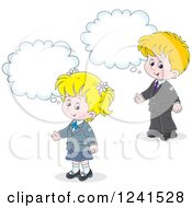Clipart Of Thinking Caucsaian School Children 4 Royalty Free Vector Illustration