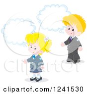 Clipart Of Thinking Caucsaian School Children 3 Royalty Free Vector Illustration