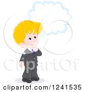 Clipart Of A Thinking Blond Caucasian School Boy 4 Royalty Free Vector Illustration