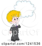 Poster, Art Print Of Thinking Blond Caucasian School Boy 2
