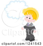 Poster, Art Print Of Thinking Blond Caucasian School Boy 3