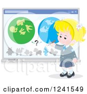 Clipart Of A Blond Caucasian School Girl Doing A Biology Study Royalty Free Vector Illustration