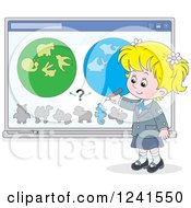 Poster, Art Print Of Blond School Girl Doing A Biology Study