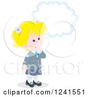 Poster, Art Print Of Thinking Blond Caucasian School Girl