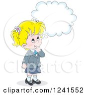 Poster, Art Print Of Thinking Blond Caucasian School Girl 2