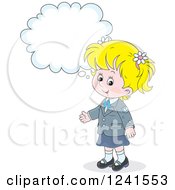 Poster, Art Print Of Thinking Blond Caucasian School Girl 4