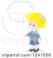 Clipart Of A Thinking Blond Caucasian School Girl 3 Royalty Free Vector Illustration