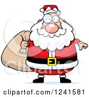 Poster, Art Print Of Jolly Santa Carrying A Christmas Sack