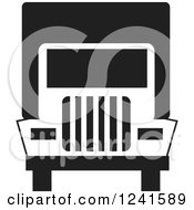 Clipart Of A Black And White Big Rig Truck Front Royalty Free Vector Illustration by Johnny Sajem