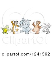 Poster, Art Print Of Happy Dancing Tortoise Tiger Elephant Bear And Rabbit