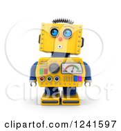Poster, Art Print Of 3d Surprised Yellow Retro Robot Looking Up