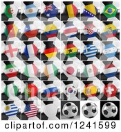 Poster, Art Print Of Closeups Of National Flags On 3d Soccer Balls