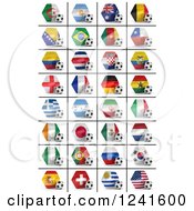 3d World Championship National Flags And Soccer Balls On A White Background