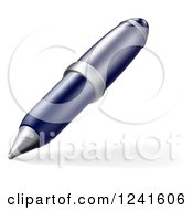 Clipart Of A 3d Blue Pen Royalty Free Vector Illustration