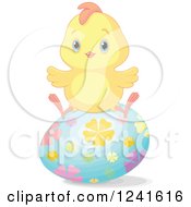 Poster, Art Print Of Cute Easter Chick Sitting On A Floral Egg