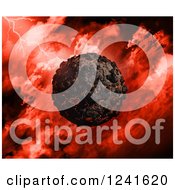Poster, Art Print Of 3d Volcanic Planet Over A Red Stormy Sky