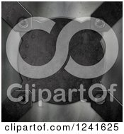 Clipart Of A 3d Metal Background With A Circle Center Royalty Free Illustration