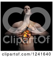 Poster, Art Print Of 3d Man Ripping Open His Chest And Revealing Gears