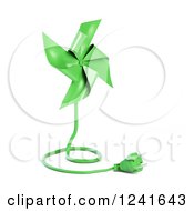 Poster, Art Print Of 3d Green Pinwheel With An Electric Plug