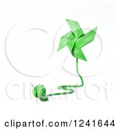 Poster, Art Print Of 3d Green Pinwheel With An Electric Plug 2